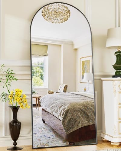 Full Length Mirror, 58"x19" Floor Mirror, Arch Floor Standing Mirror Freestanding Arch Full Body with Stand for Bedroom, Hanging Mounted for Living Room Cloakroom, Gold