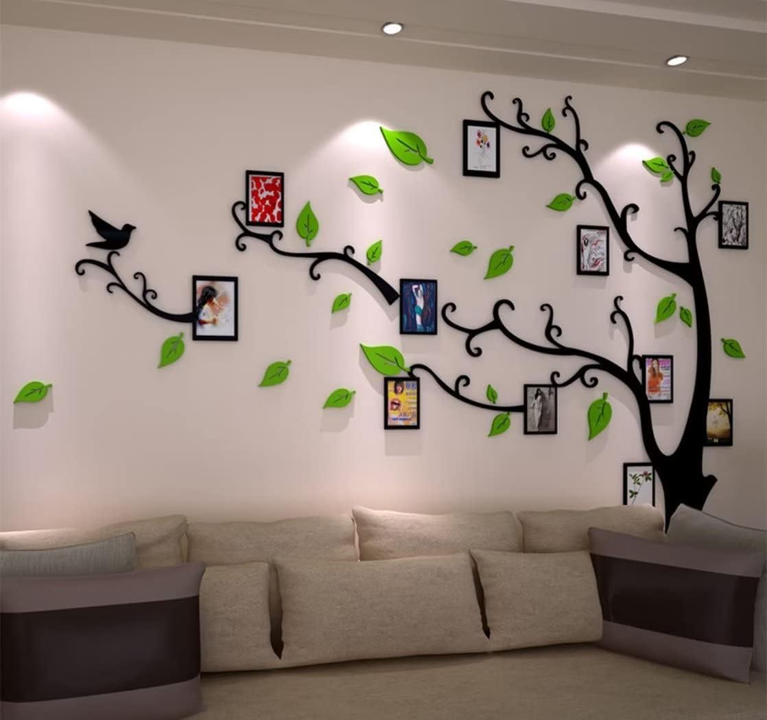 3D Tree Wall Stickers - DIY Photo Frame Tree Wall Decal Family Photo Frame Sticker Murals Wall Decor Living Room Bedroom TV Background Home Decorations (M:83 * 59in,Black Right)
