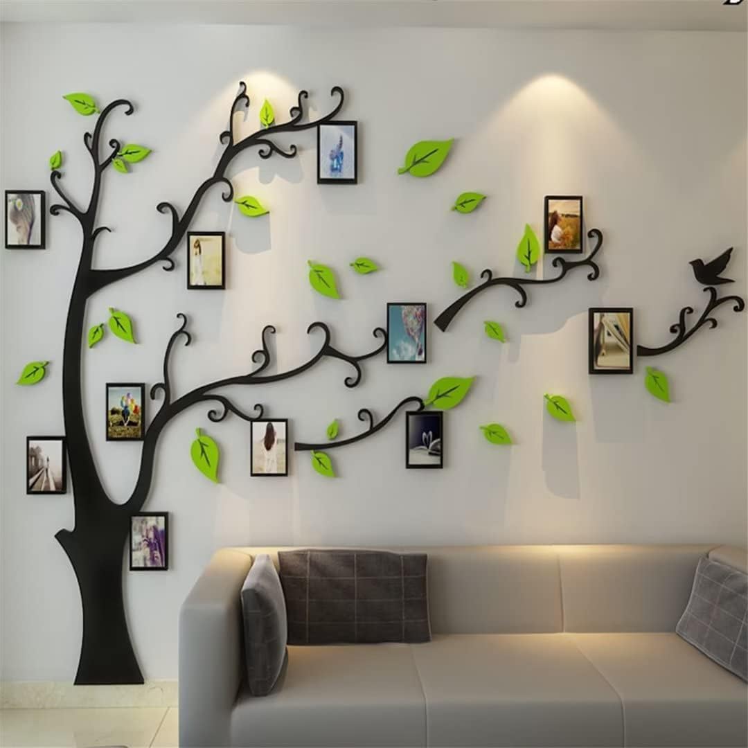 3D Tree Wall Stickers - DIY Photo Frame Tree Wall Decal Family Photo Frame Sticker Murals Wall Decor Living Room Bedroom TV Background Home Decorations (M:83 * 59in,Black Right)