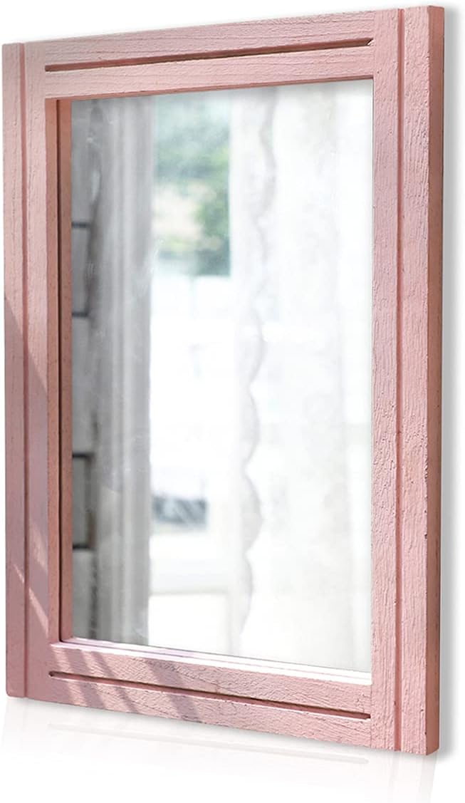 AAZZKANG Wall Mirror with Wood Framed Rustic Mirrors for Wall Rectangle Decorative for Bedroom Bathroom Living Room Entryway Farmhouse Hanging Small
