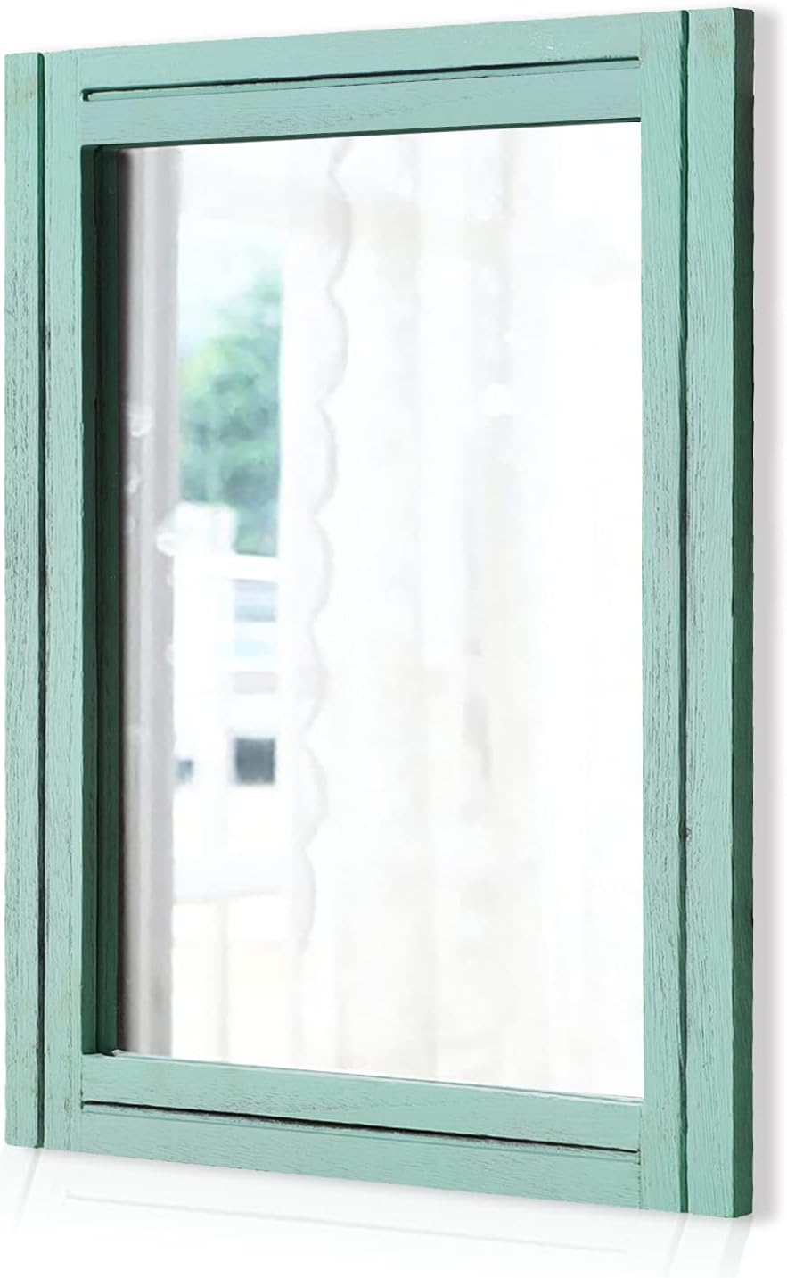 AAZZKANG Wall Mirror with Wood Framed Rustic Mirrors for Wall Rectangle Decorative for Bedroom Bathroom Living Room Entryway Farmhouse Hanging Small