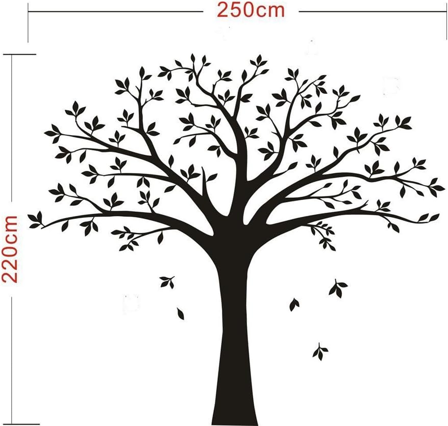Large Family Tree Wall Decal Family Tree Photo Wall Decal Vinyl Tree Wall Stickers for Home Decoration(220 x 250 cm, Black)