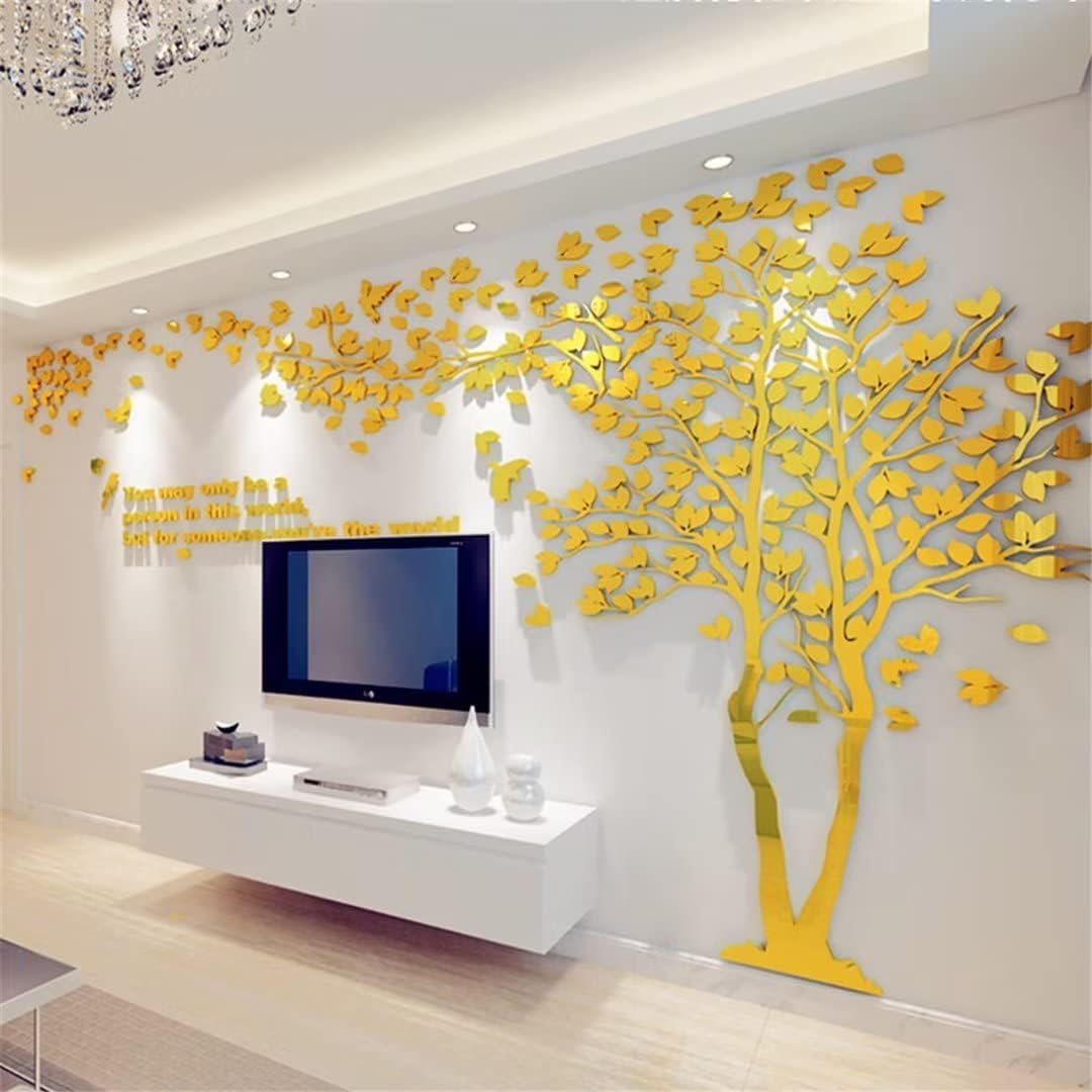 Tree Wall Stickers - 3D DIY Wall Stickers Arts Home Decoration for Living Room Bedroom Christmas Gift Daycare Sticker (Silver Left, M-250 x 130 cm)