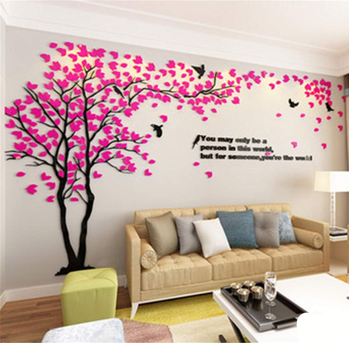 Tree Wall Stickers - 3D DIY Wall Stickers Arts Home Decoration for Living Room Bedroom Christmas Gift Daycare Sticker (Silver Left, M-250 x 130 cm)