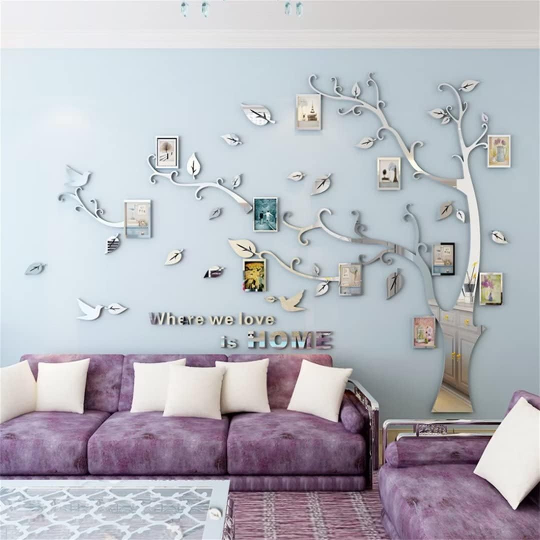 3D Tree Wall Stickers - DIY Photo Frame Tree Wall Decal Family Photo Frame Sticker Murals Wall Decor Living Room Bedroom TV Background Home Decorations (M:83 * 59in,Black Right)
