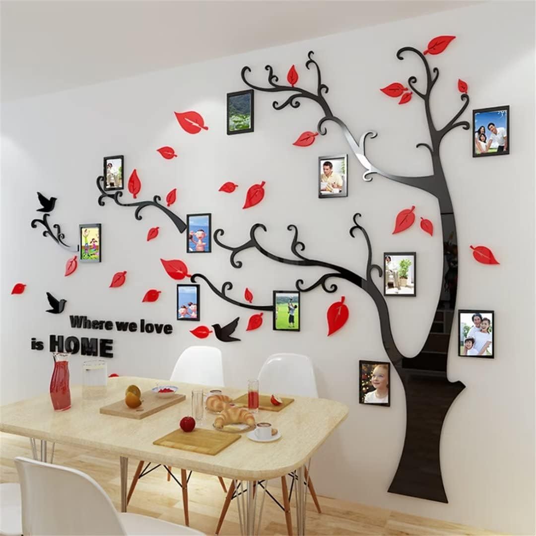 3D Tree Wall Stickers - DIY Photo Frame Tree Wall Decal Family Photo Frame Sticker Murals Wall Decor Living Room Bedroom TV Background Home Decorations (M:83 * 59in,Black Right)