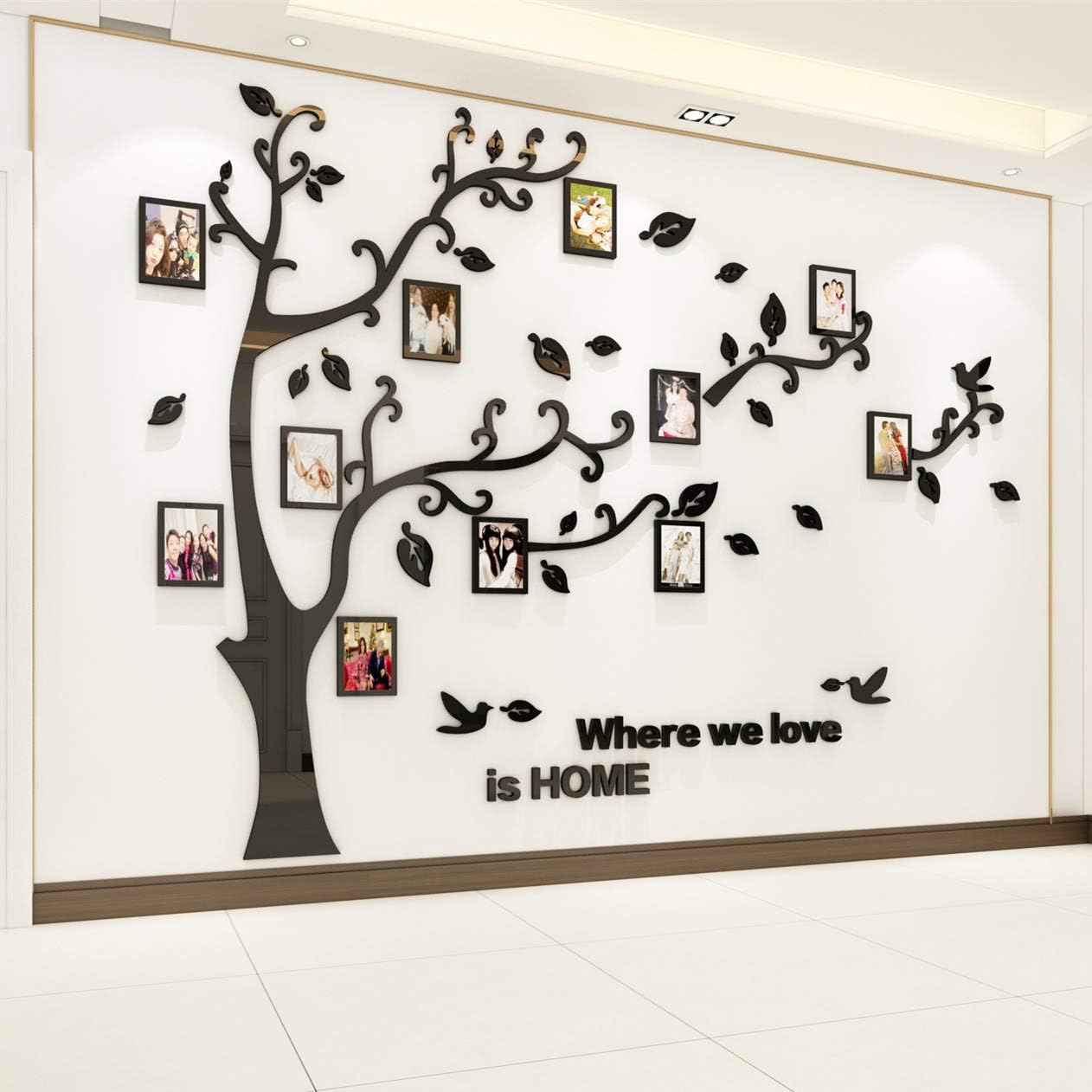 3D Tree Wall Stickers - DIY Photo Frame Tree Wall Decal Family Photo Frame Sticker Murals Wall Decor Living Room Bedroom TV Background Home Decorations (M:83 * 59in,Black Right)