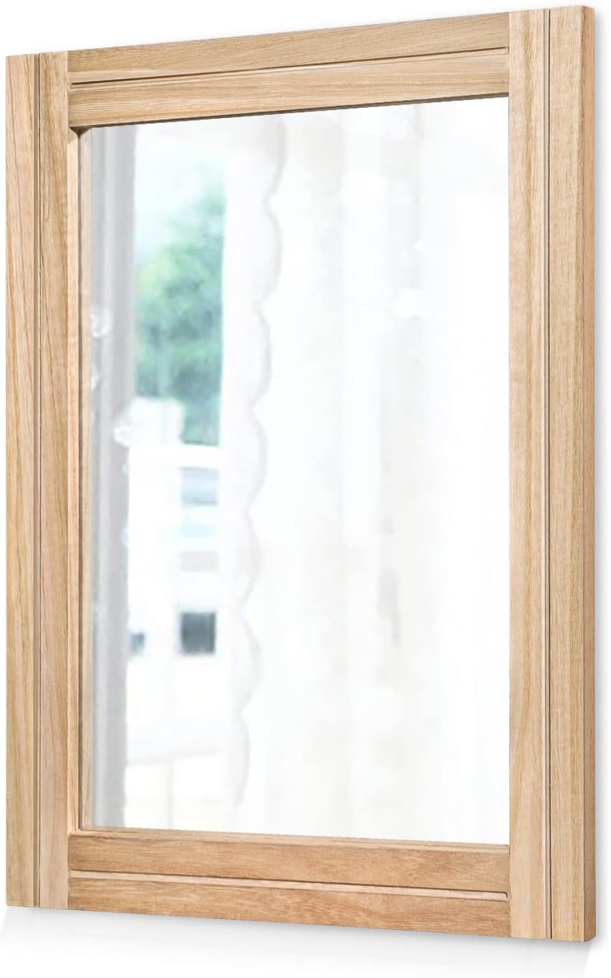 AAZZKANG Wall Mirror with Wood Framed Rustic Mirrors for Wall Rectangle Decorative for Bedroom Bathroom Living Room Entryway Farmhouse Hanging Small