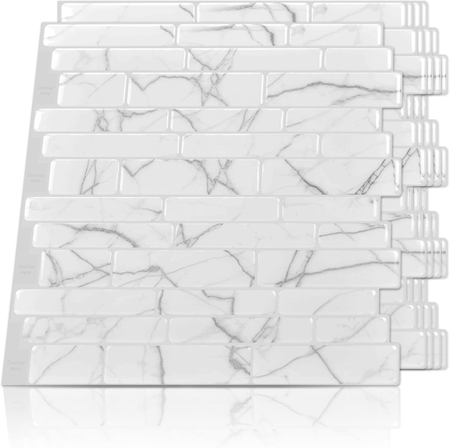 Art3d 10-Sheet Premium Self-Adhesive Kitchen Backsplash Tiles in Marble,30 * 30cm