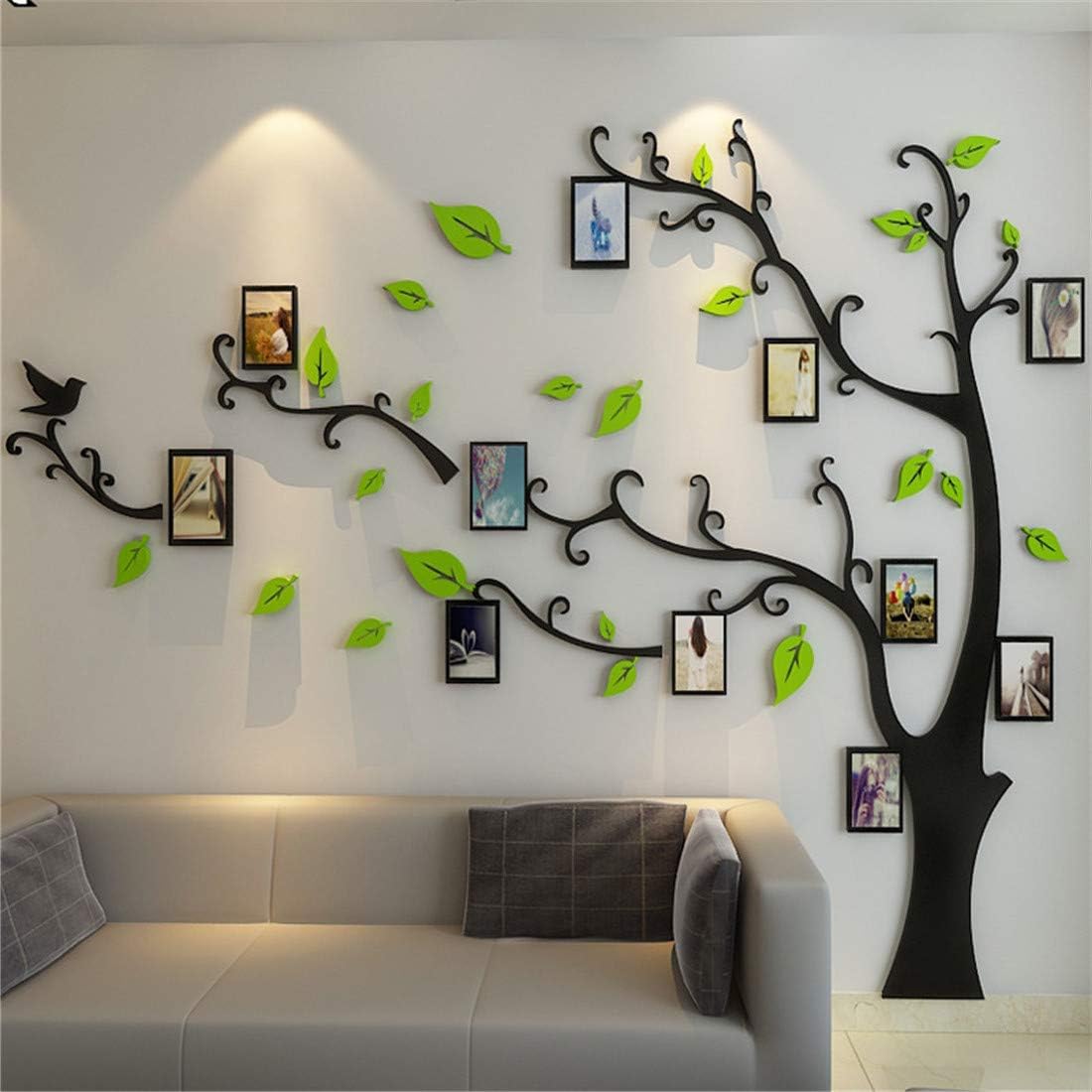 3D Tree Wall Stickers - DIY Photo Frame Tree Wall Decal Family Photo Frame Sticker Murals Wall Decor Living Room Bedroom TV Background Home Decorations (M:83 * 59in,Black Right)