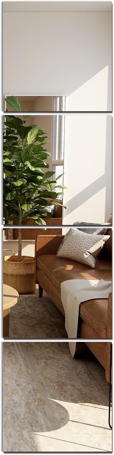 Irregular Asymmetrical Wall Mirror for Living Room Bathroom Entryway, Modern Decorative Mirror Hanging (Hook Style, 32'' x 18'')