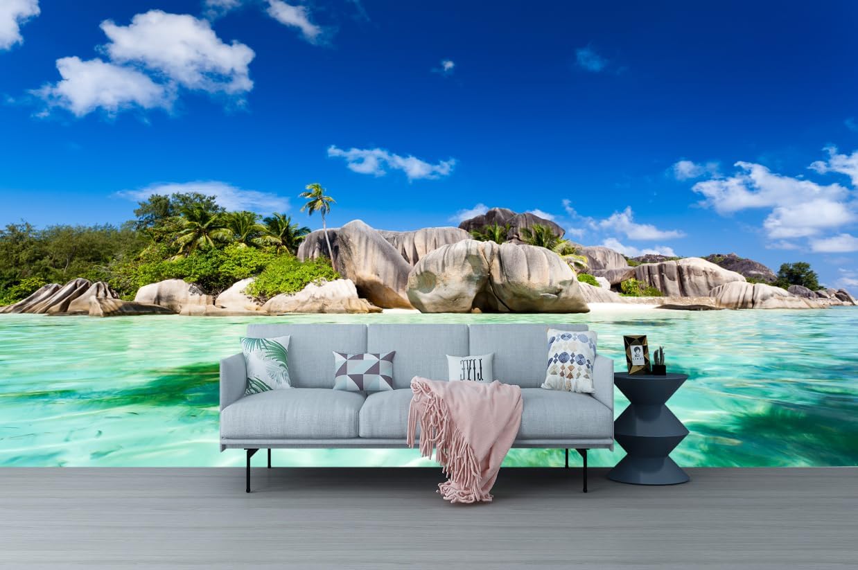 FLFK 3D Wall Murals Peel and Stick 141.7"x98.4"- Self-Adhesive Wallpaper Large Poster Sticker Sea Caves Landscape for Bedroom Living Room Wall Decor