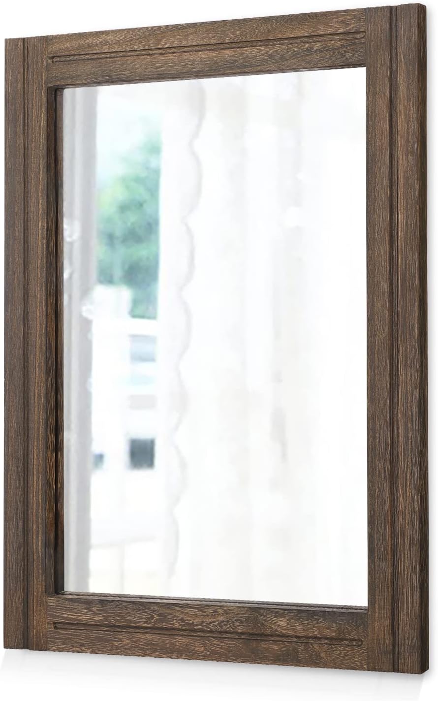 AAZZKANG Wall Mirror with Wood Framed Rustic Mirrors for Wall Rectangle Decorative for Bedroom Bathroom Living Room Entryway Farmhouse Hanging Small