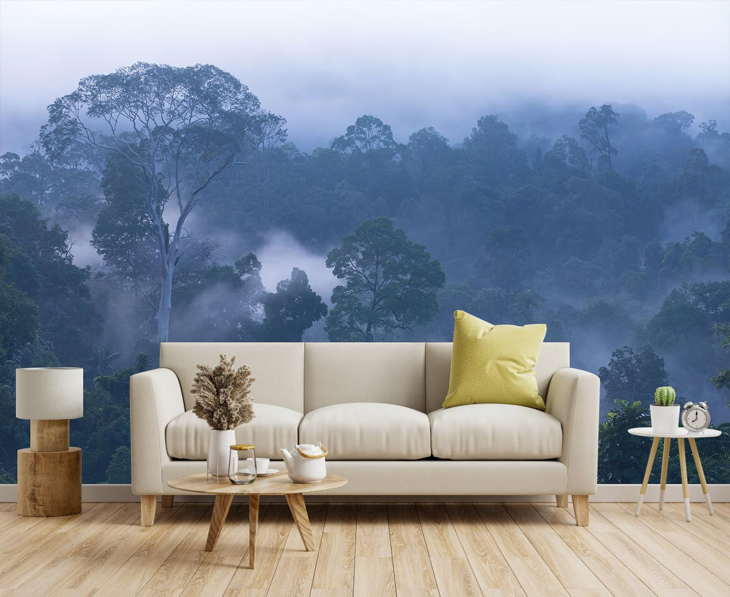 Hazy Forest Wall Mural, Abstract Nature Landscape Wallpaper, Background Wall Decoration Patterns(Non-self-Adhesive)