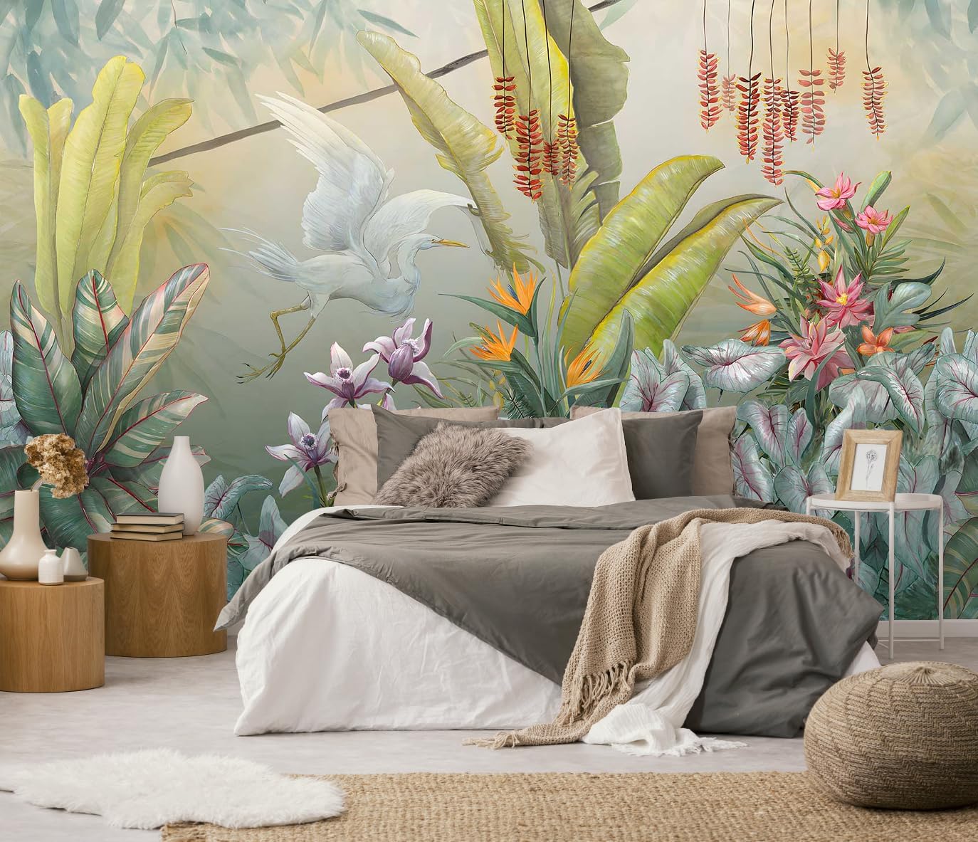 Hazy Forest Wall Mural, Abstract Nature Landscape Wallpaper, Background Wall Decoration Patterns(Non-self-Adhesive)