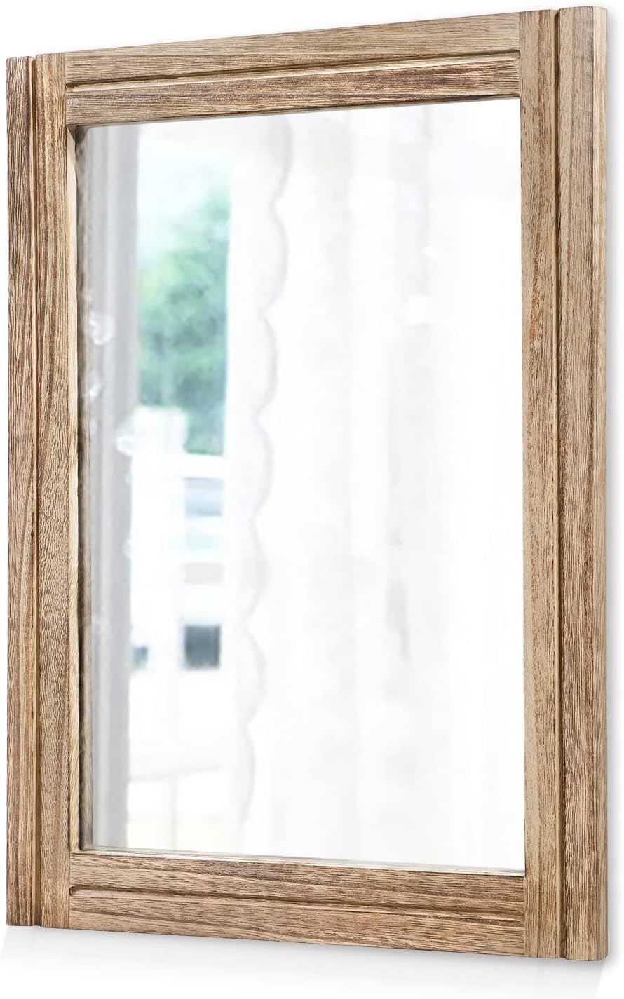 AAZZKANG Wall Mirror with Wood Framed Rustic Mirrors for Wall Rectangle Decorative for Bedroom Bathroom Living Room Entryway Farmhouse Hanging Small