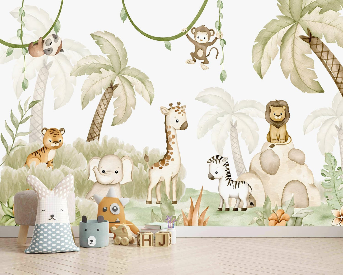 AFZEVEB-Tropical Jungle Wallpaper Landscape Tree Wall murals for Bedroom 159"x107"(Not Peel and Stick)