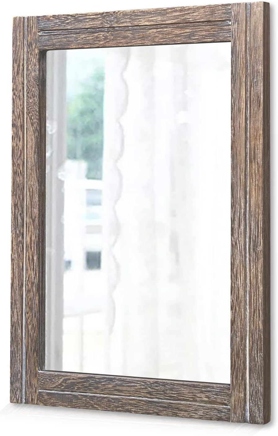 AAZZKANG Wall Mirror with Wood Framed Rustic Mirrors for Wall Rectangle Decorative for Bedroom Bathroom Living Room Entryway Farmhouse Hanging Small