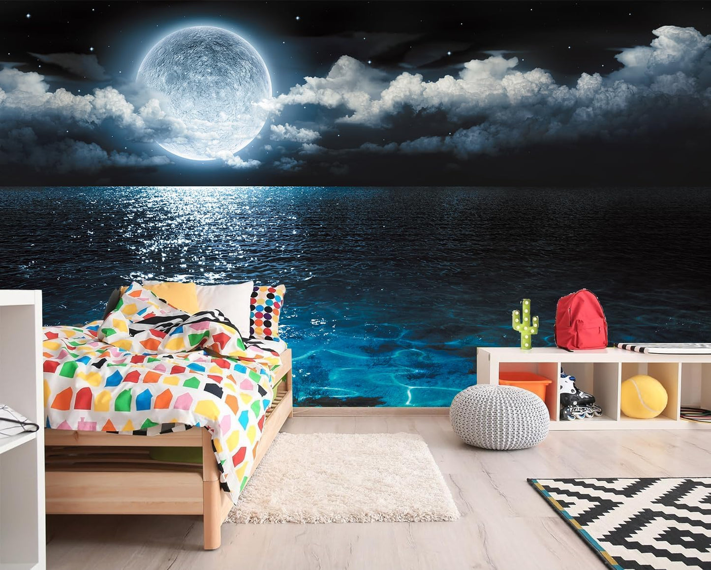 FLFK 3D Wall Murals Peel and Stick 141.7"x98.4"- Self-Adhesive Wallpaper Large Poster Sticker Sea Caves Landscape for Bedroom Living Room Wall Decor