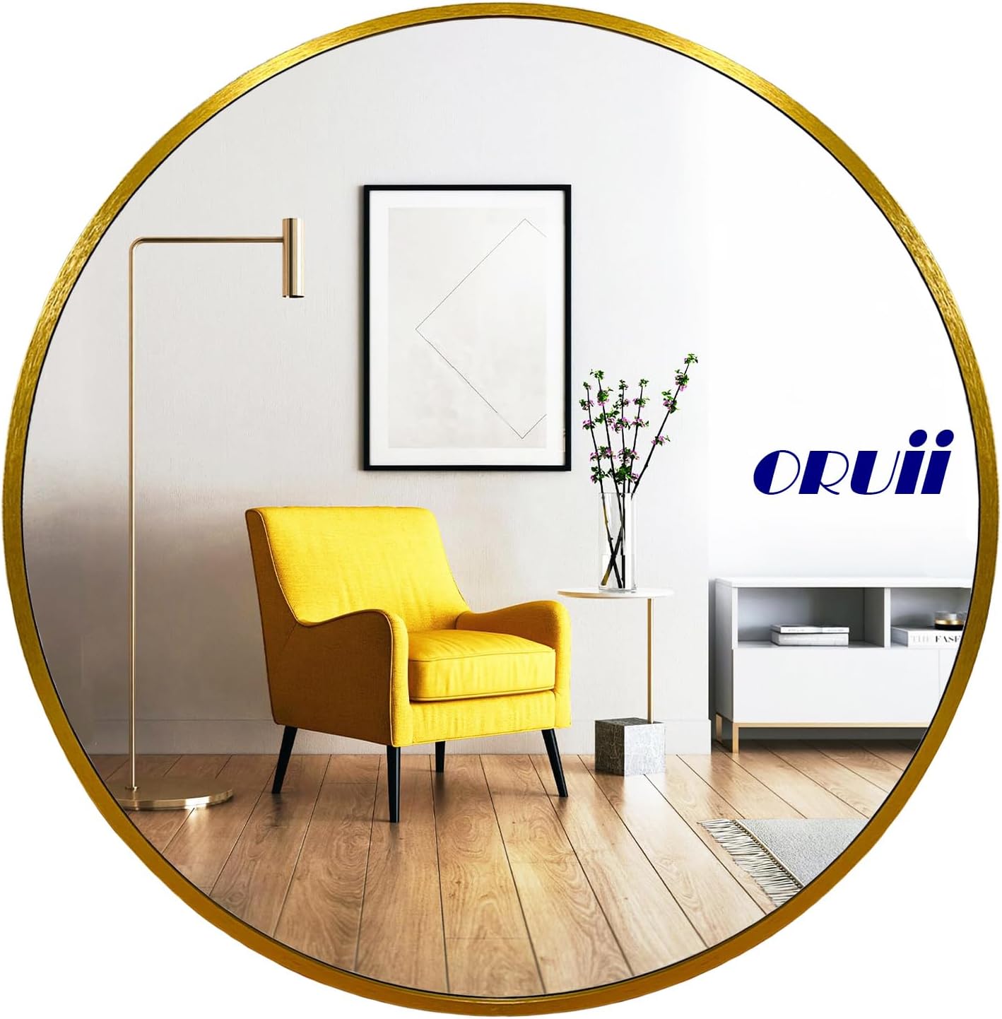 Round Mirror, Black Round Mirror 24 inch, Circle Wall Mirrors Metal Frame, Circular Mirrors for Wall, Living Room, Bathroom, Vanity, Entryway, Hallway.