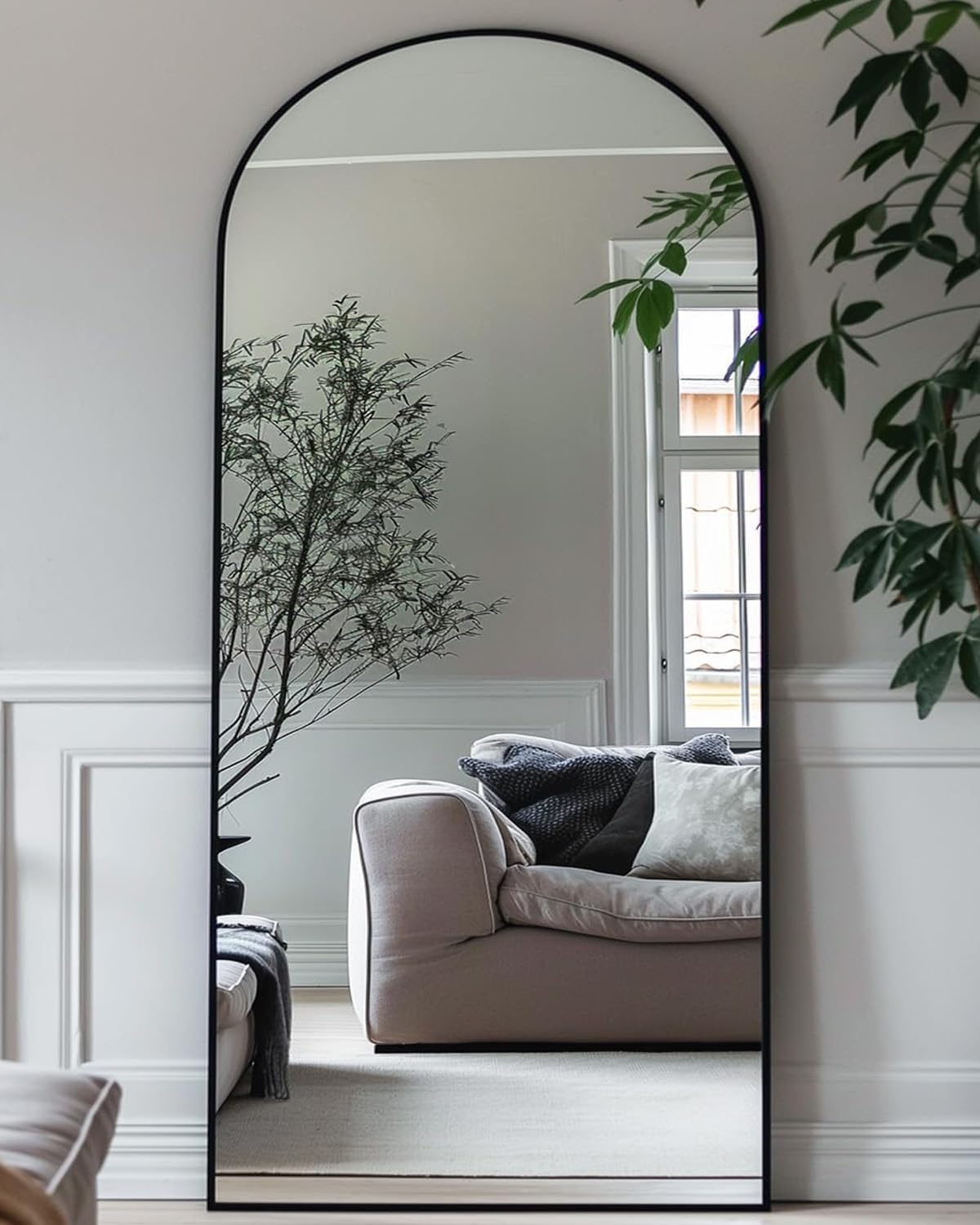 Full Length Mirror, 58"x19" Floor Mirror, Arch Floor Standing Mirror Freestanding Arch Full Body with Stand for Bedroom, Hanging Mounted for Living Room Cloakroom, Gold