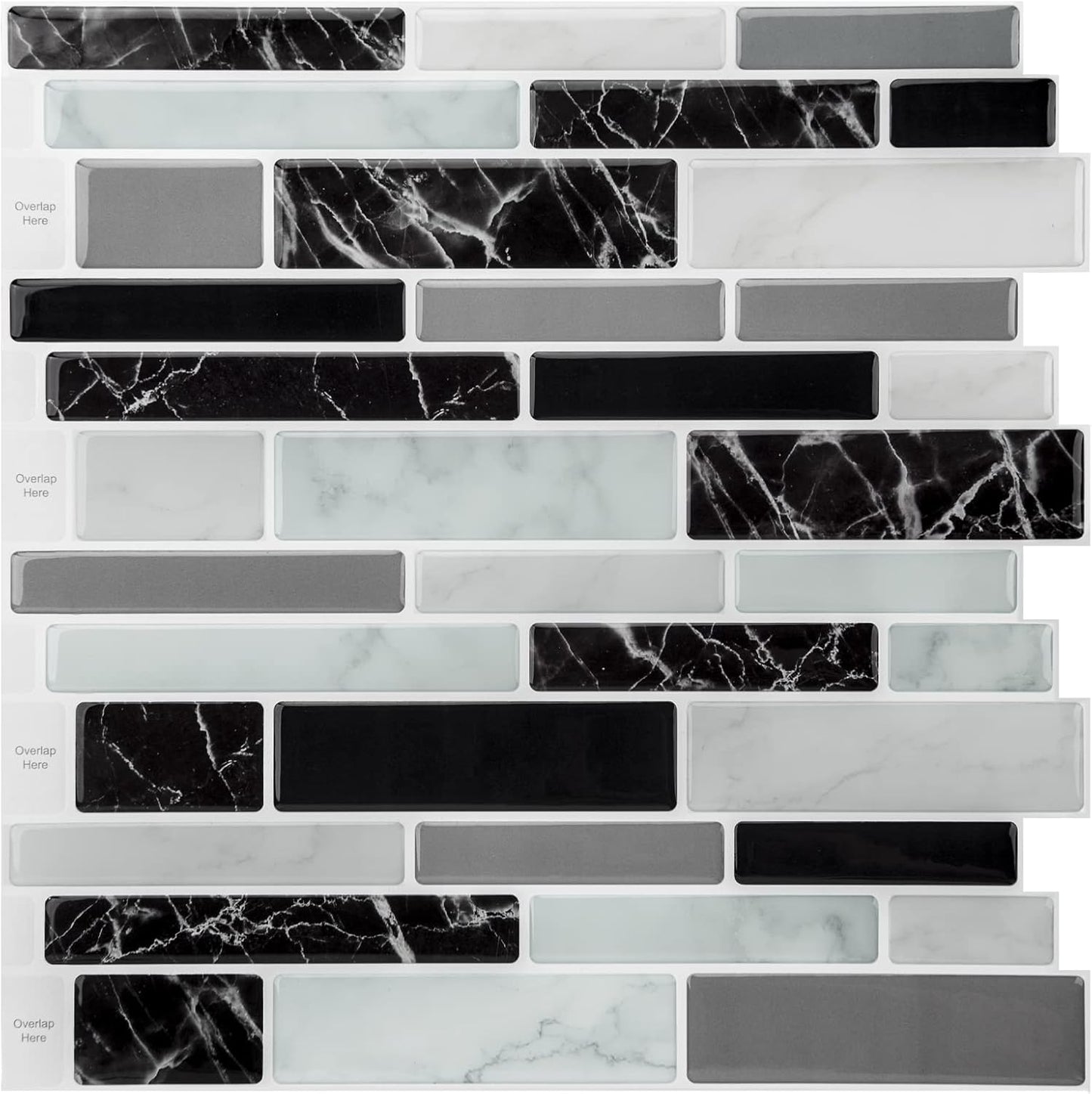 Art3d 10-Sheet Premium Self-Adhesive Kitchen Backsplash Tiles in Marble,30 * 30cm