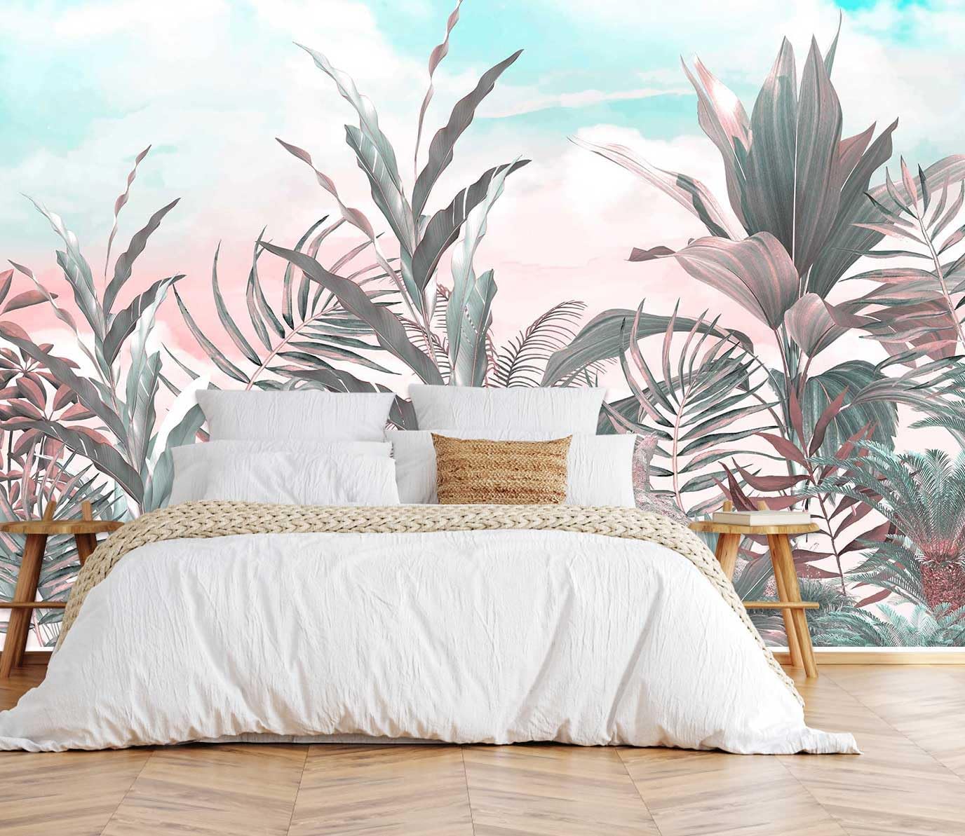 Hazy Forest Wall Mural, Abstract Nature Landscape Wallpaper, Background Wall Decoration Patterns(Non-self-Adhesive)