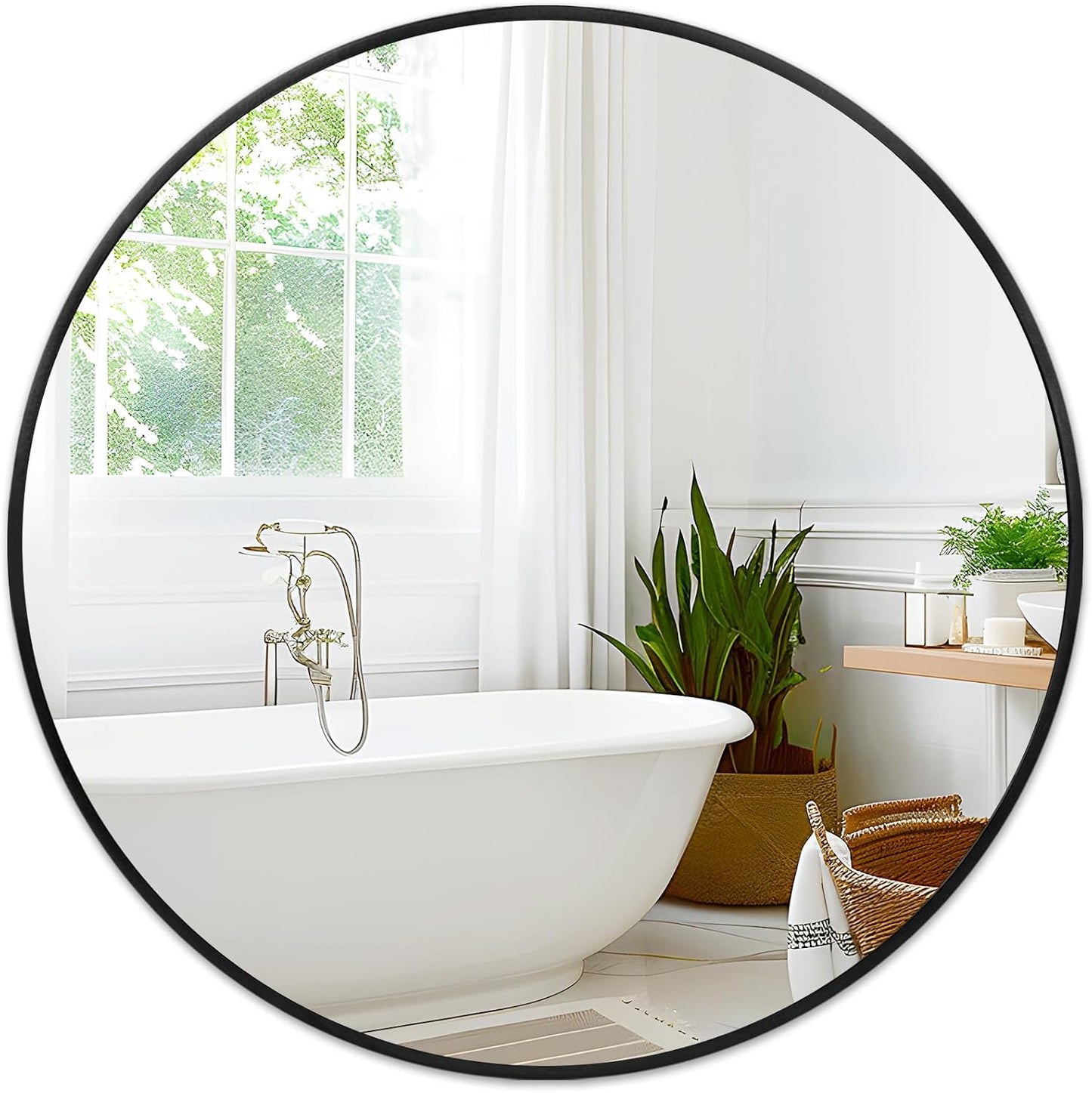 Fabuday Black Circle Mirror for Wall 20 inch - Round Mirrors for Bathroom, Entryway, Living Room, Hallway, Bedroom Decor, Small Matte Framed