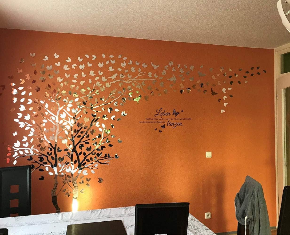 Tree Wall Stickers - 3D DIY Wall Stickers Arts Home Decoration for Living Room Bedroom Christmas Gift Daycare Sticker (Silver Left, M-250 x 130 cm)