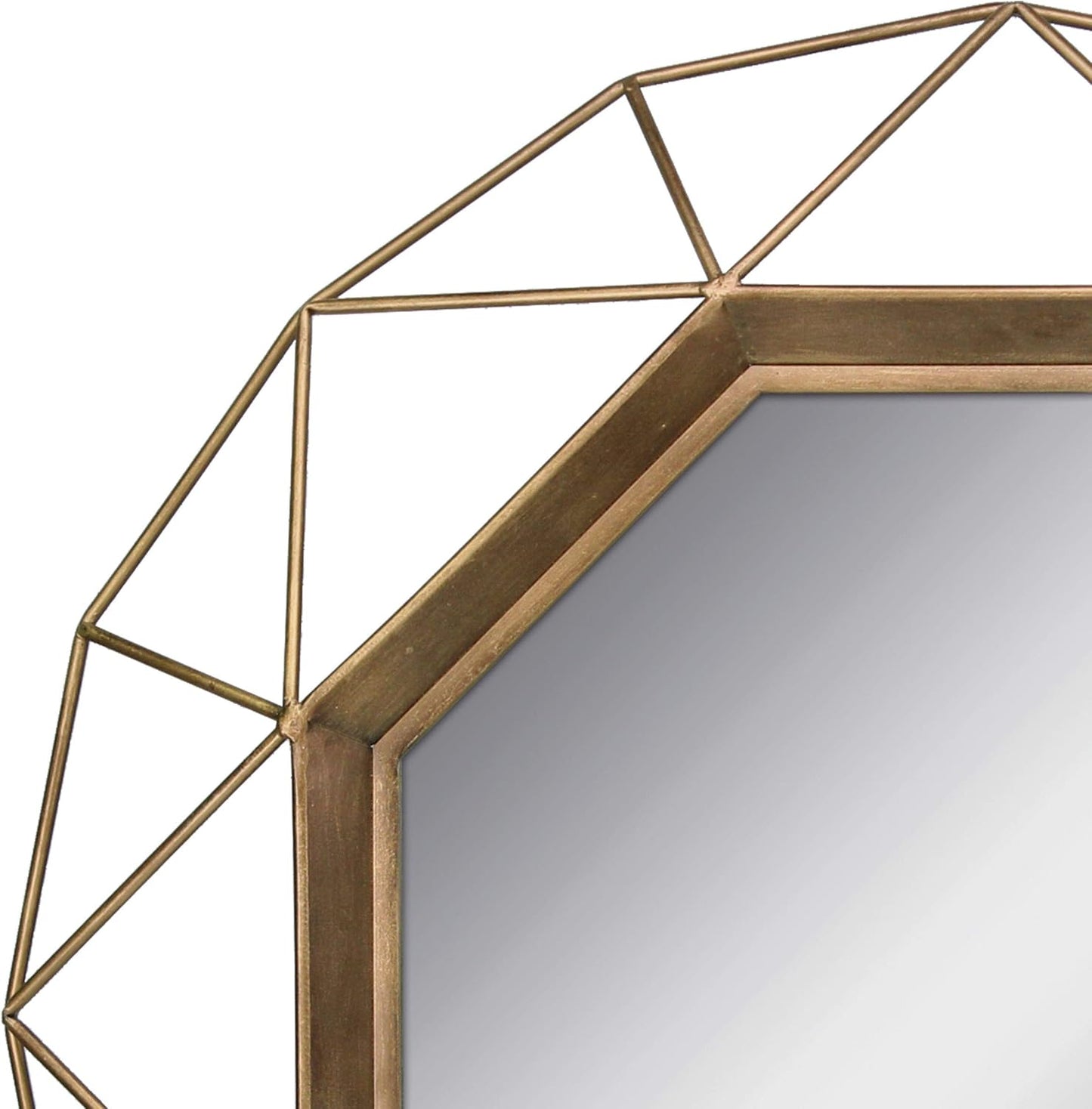 Stonebriar Decorative Antique Gold 28.3" Geometric Metal Wire Frame Hanging Wall Mirror with Mounting Brackets, Modern Decor for the Living Room, Bedroom, Bathroom, Hallway, and Entryway