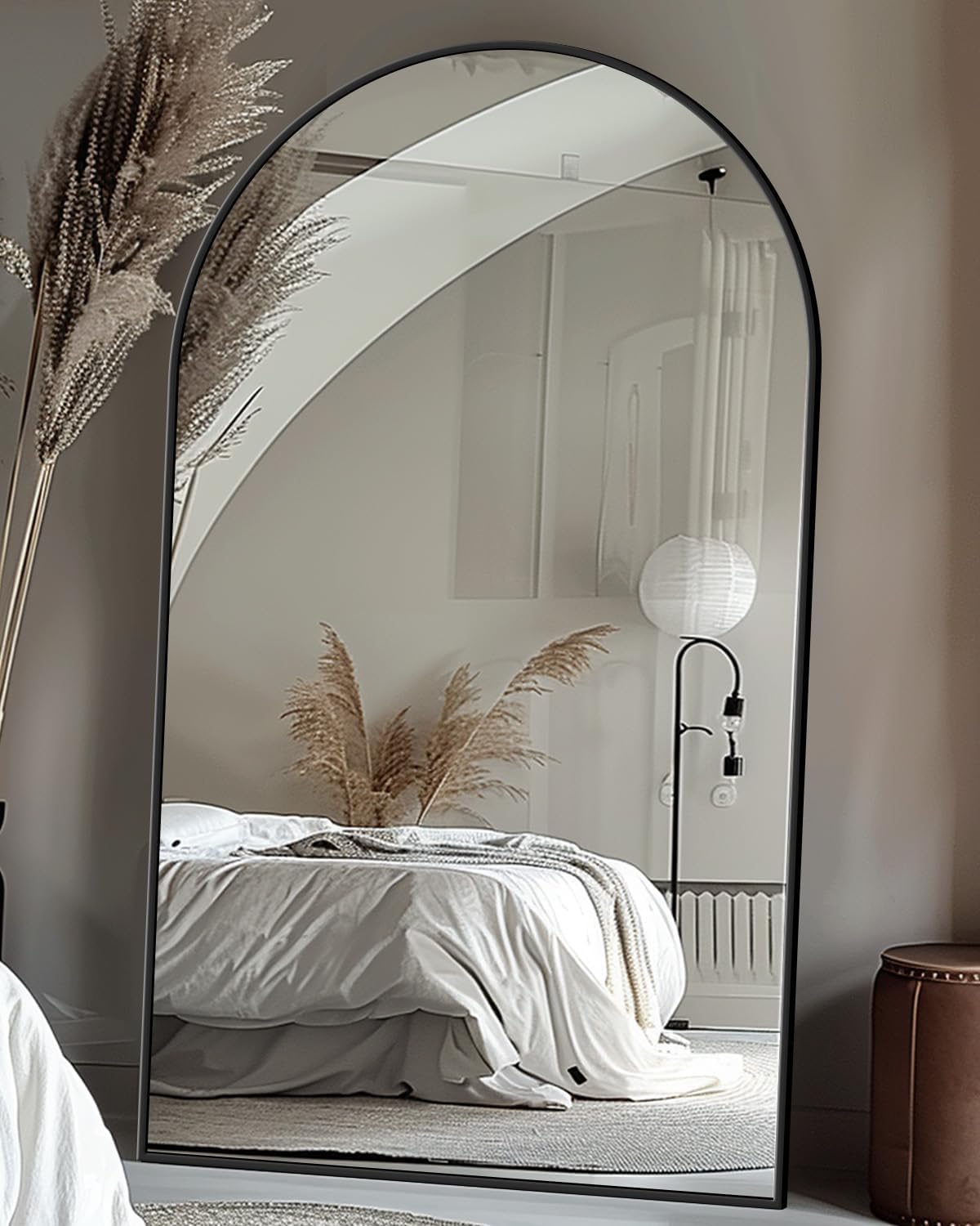 Full Length Mirror, 58"x19" Floor Mirror, Arch Floor Standing Mirror Freestanding Arch Full Body with Stand for Bedroom, Hanging Mounted for Living Room Cloakroom, Gold