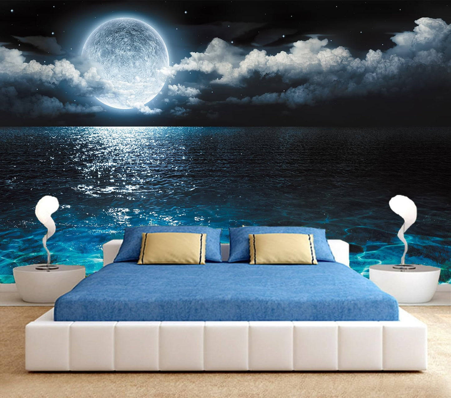 FLFK 3D Wall Murals Peel and Stick 141.7"x98.4"- Self-Adhesive Wallpaper Large Poster Sticker Sea Caves Landscape for Bedroom Living Room Wall Decor