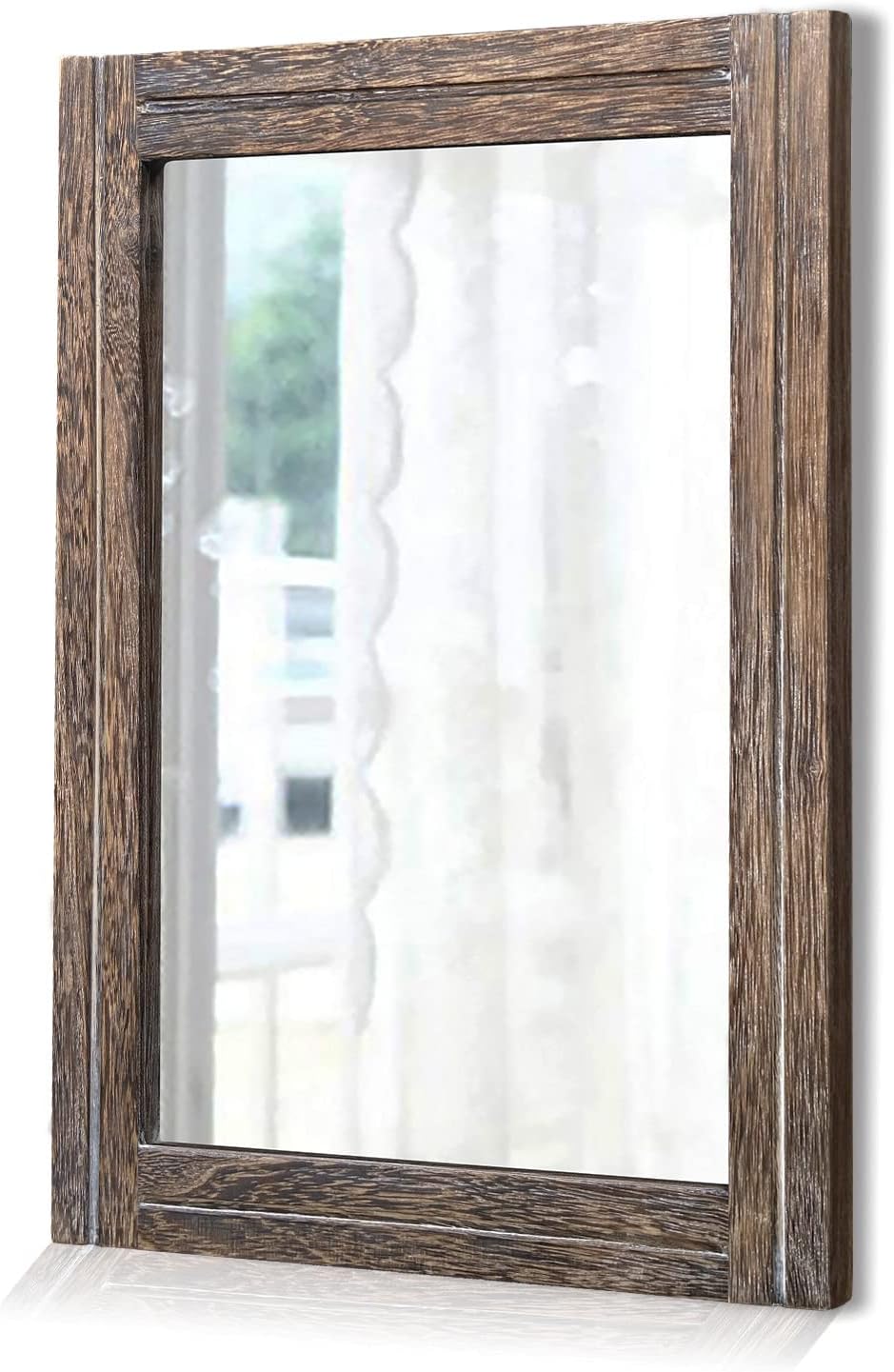 AAZZKANG Wall Mirror with Wood Framed Rustic Mirrors for Wall Rectangle Decorative for Bedroom Bathroom Living Room Entryway Farmhouse Hanging Small