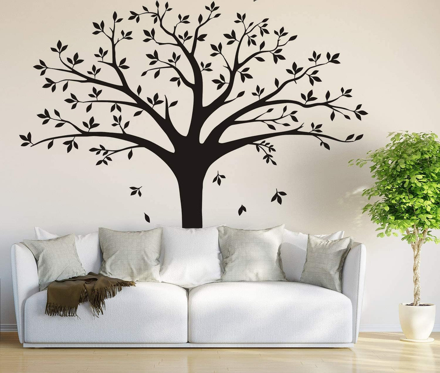 Large Family Tree Wall Decal Family Tree Photo Wall Decal Vinyl Tree Wall Stickers for Home Decoration(220 x 250 cm, Black)