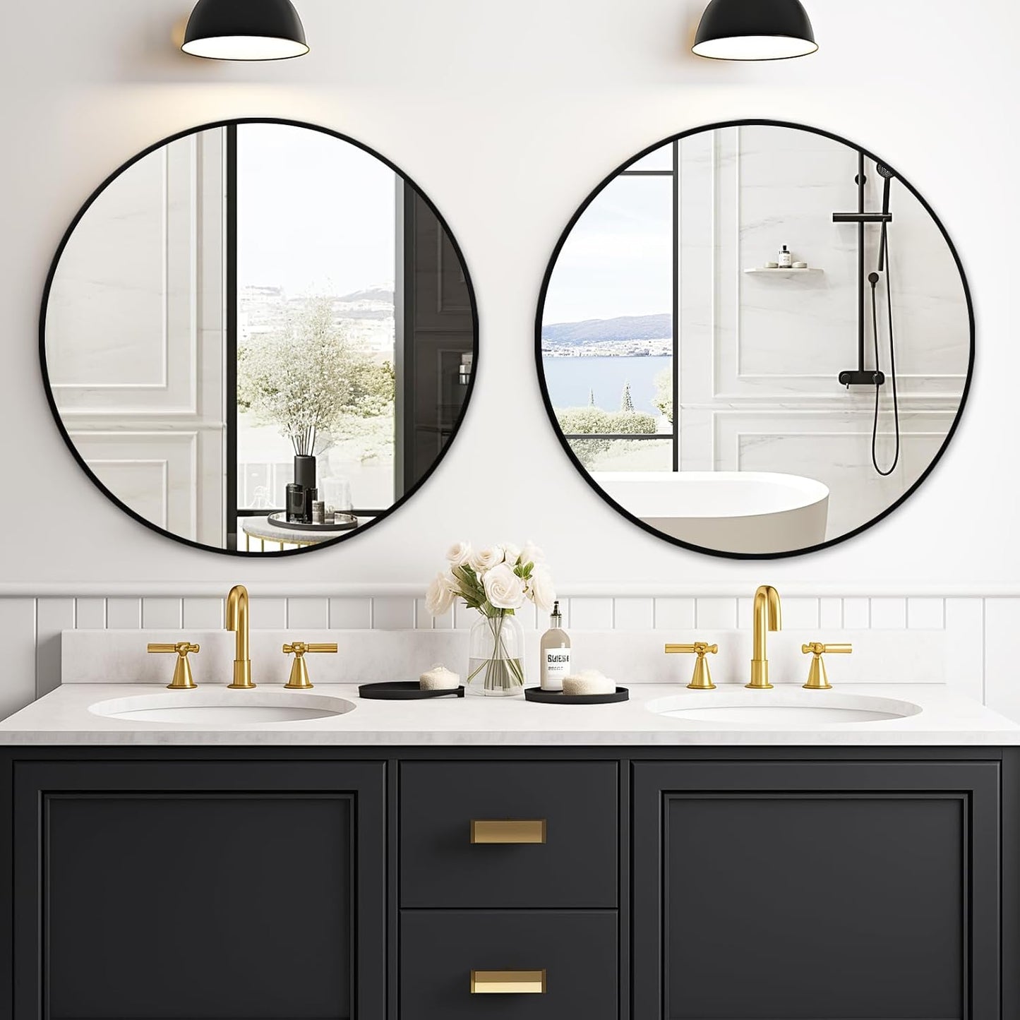 Fabuday Black Circle Mirror for Wall 20 inch - Round Mirrors for Bathroom, Entryway, Living Room, Hallway, Bedroom Decor, Small Matte Framed