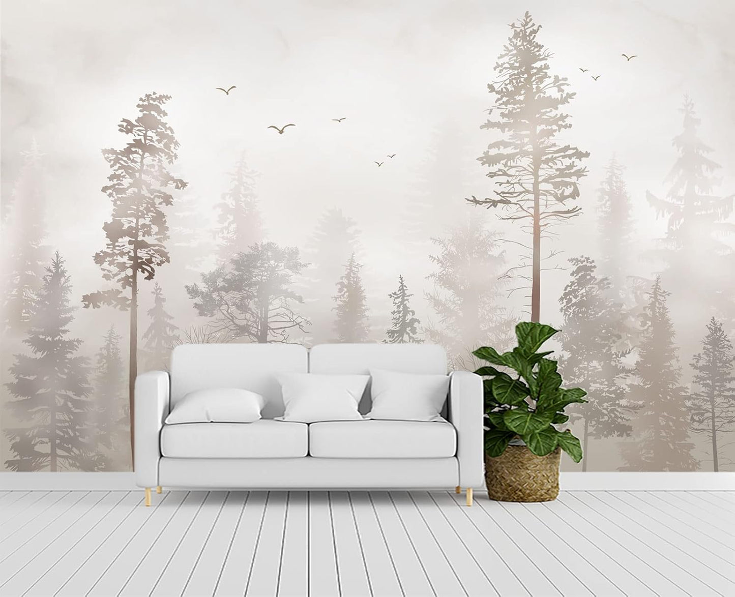 Plum Blossom Flower Bird Chinoiserie Wall Mural Wallpaper for Bedroom 103" x 69"
