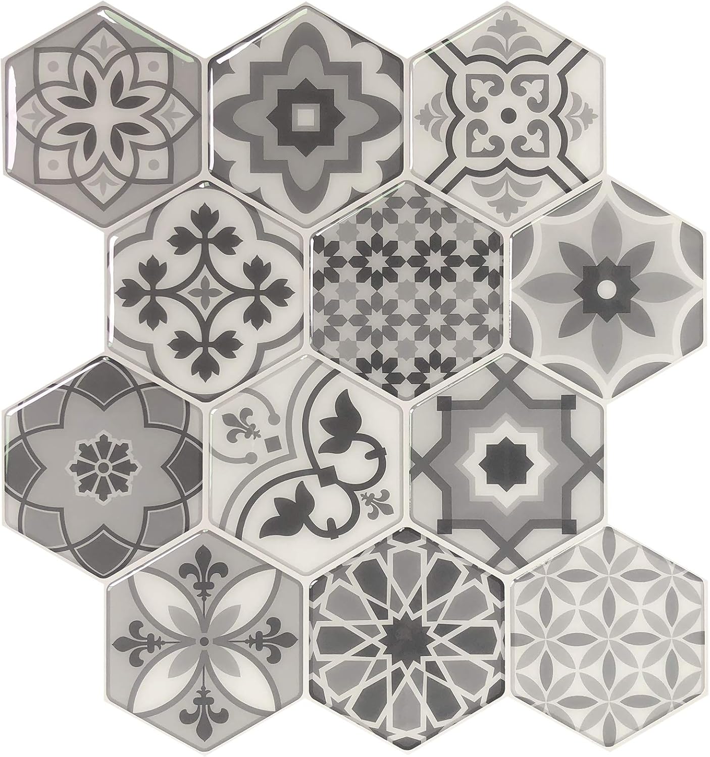 LONGKING Peel and Stick Backsplash Tile Stickers, Colorful Talavera Mexican Tile, Stick on Wall Tiles (10 Sheets)