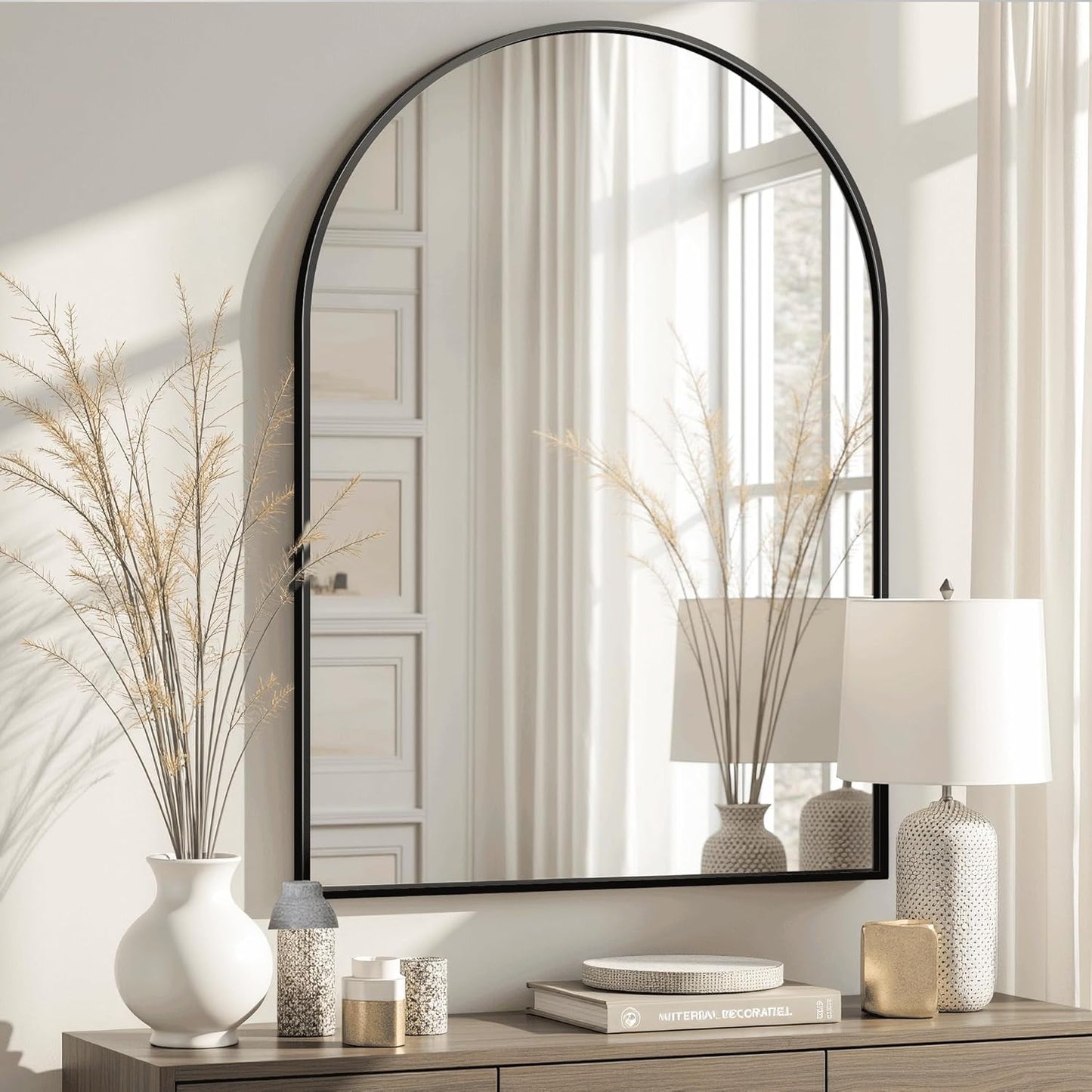 Arched Wall Mirror for Bathroom,Mirrors for Wall,24''x36'',Vanity Mirror for Bedroom Dresser, Entryway, Living Room, Metal Frame (36''x24'',Gold)
