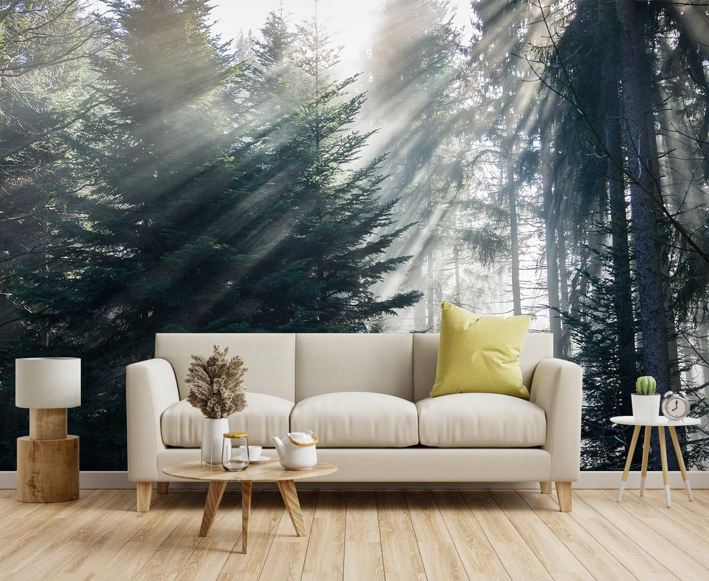 Hazy Forest Wall Mural, Abstract Nature Landscape Wallpaper, Background Wall Decoration Patterns(Non-self-Adhesive)