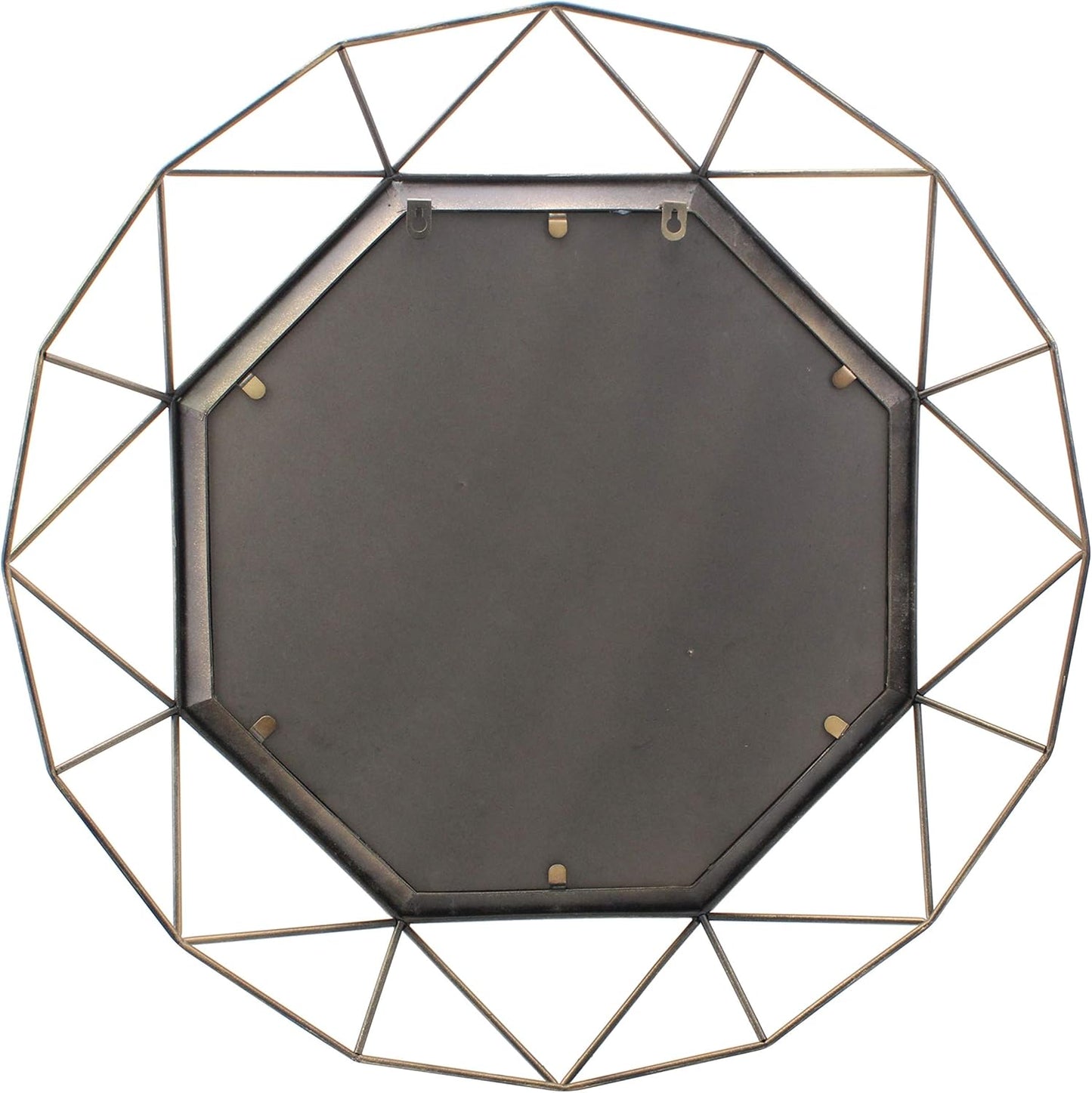 Stonebriar Decorative Antique Gold 28.3" Geometric Metal Wire Frame Hanging Wall Mirror with Mounting Brackets, Modern Decor for the Living Room, Bedroom, Bathroom, Hallway, and Entryway