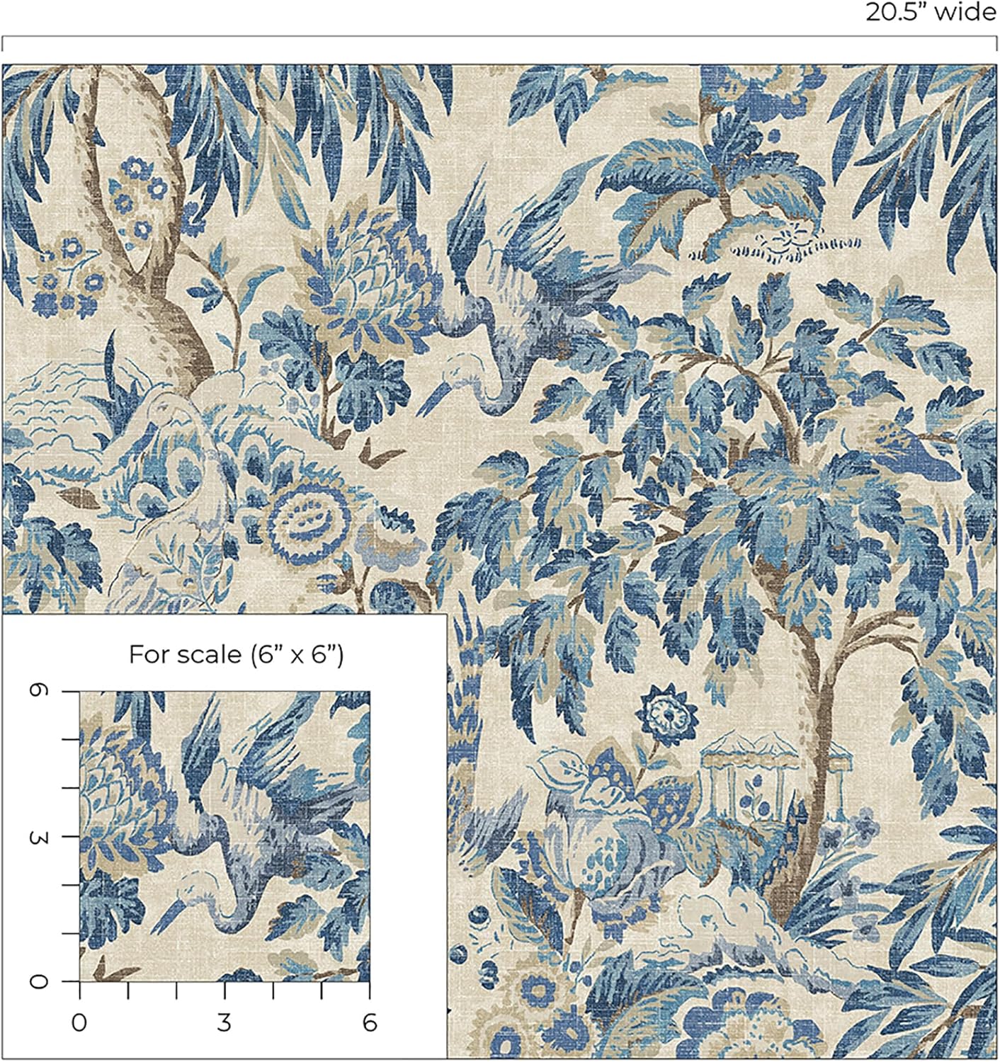 Surface Style - Peel and Stick Wallpaper, Botancial Wallpaper for Bedroom, Powder Room, Kitchen, Self Adhesive, Vinyl, 30.75 Sq Ft Coverage (Forest & The Trees Collection, Delft)