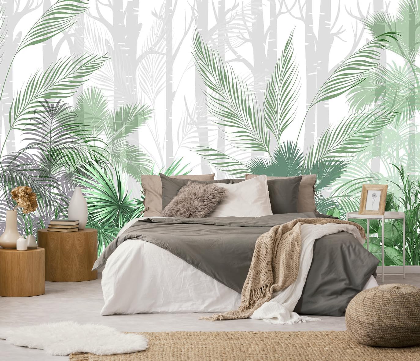 Hazy Forest Wall Mural, Abstract Nature Landscape Wallpaper, Background Wall Decoration Patterns(Non-self-Adhesive)