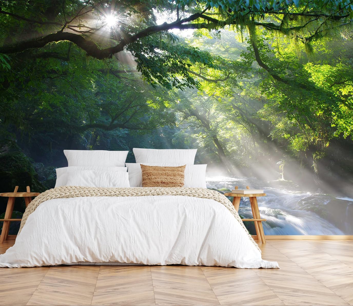 Hazy Forest Wall Mural, Abstract Nature Landscape Wallpaper, Background Wall Decoration Patterns(Non-self-Adhesive)