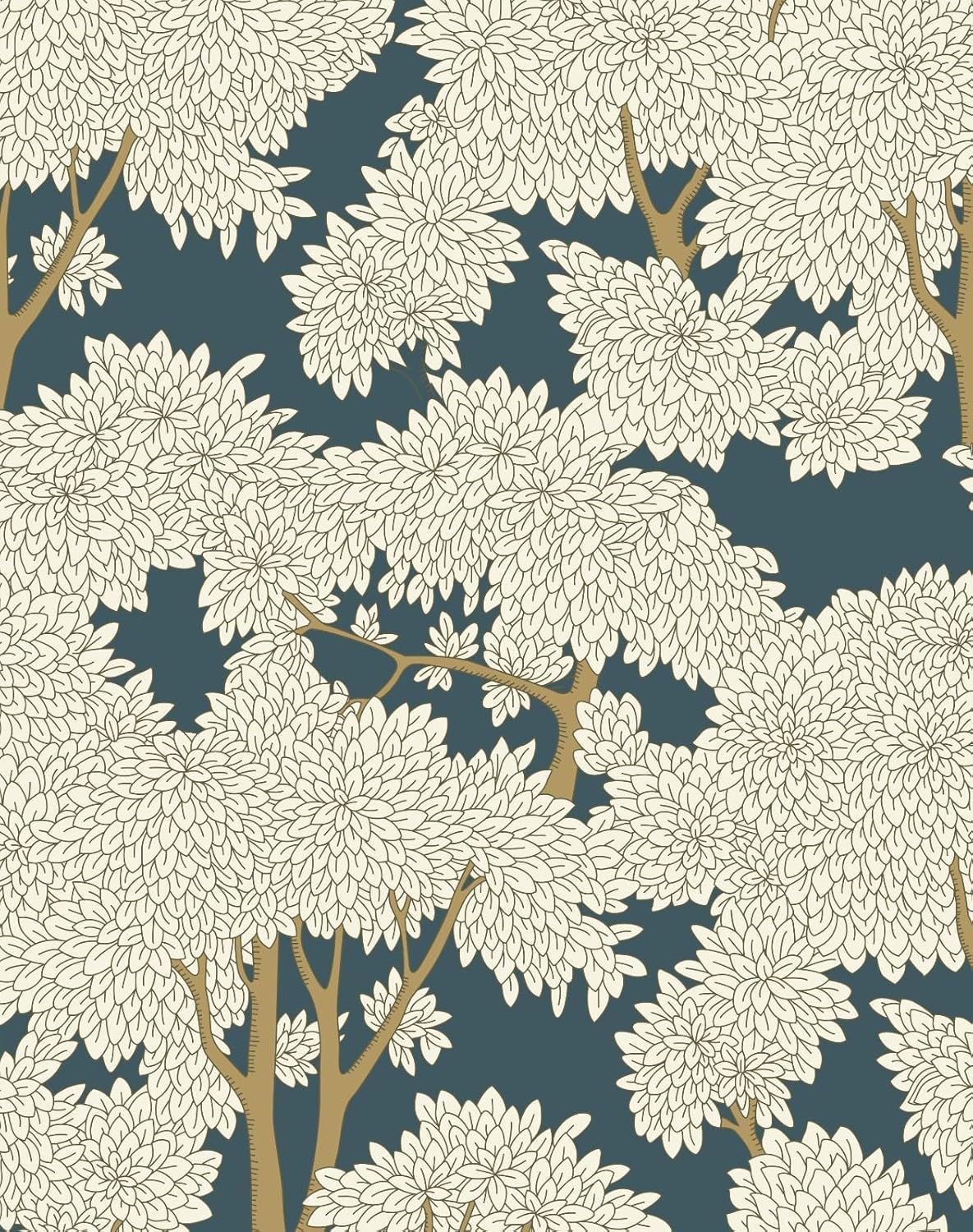 Tree Peel and Stick Forest Jungle Waterproof Bathroom Mural Stick on Wallpaper (Light, 17.7in x 32.8ft)