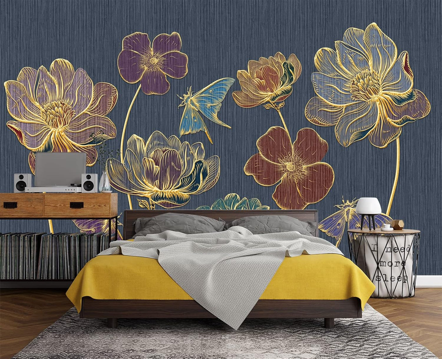 Plum Blossom Flower Bird Chinoiserie Wall Mural Wallpaper for Bedroom 103" x 69"