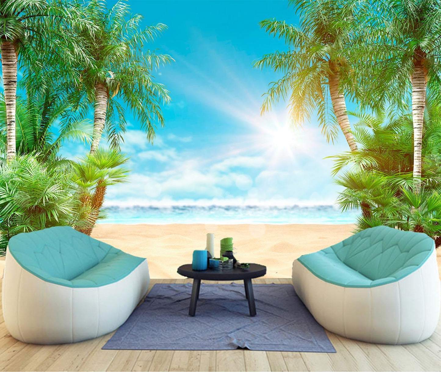 FLFK 3D Wall Murals Peel and Stick 141.7"x98.4"- Self-Adhesive Wallpaper Large Poster Sticker Sea Caves Landscape for Bedroom Living Room Wall Decor