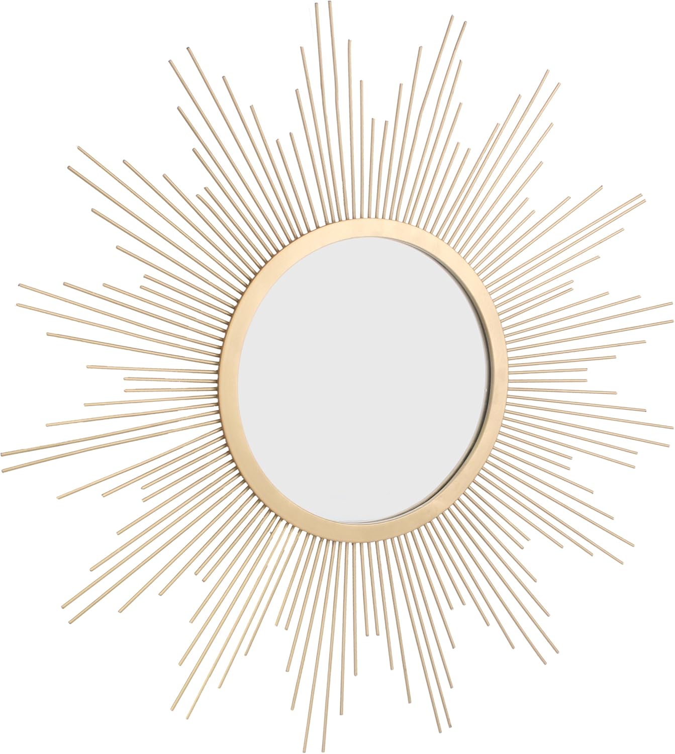 Stonebriar Round 23" Antique Gold Metal Starburst Hanging Wall Mirror with Attached Mounting Bracket, Decorative Decor for the Living Room, Bedroom, Bathroom, Hallway, and Entryway