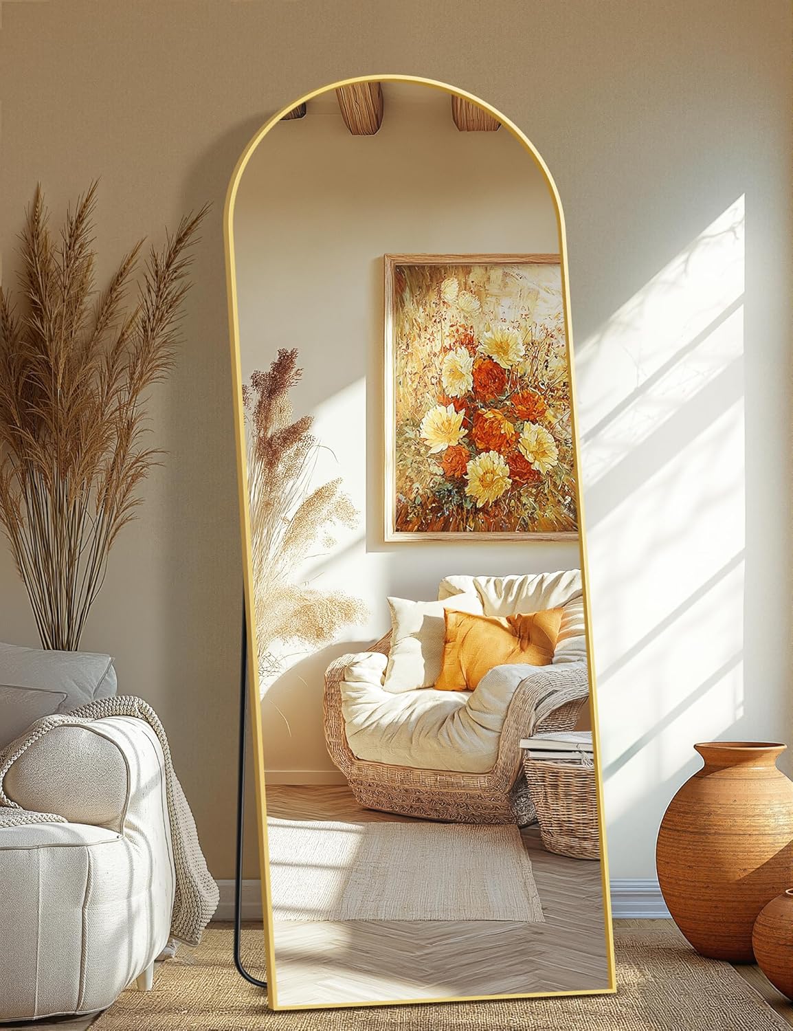 Arched Wall Mirror for Bathroom,Mirrors for Wall,24''x36'',Vanity Mirror for Bedroom Dresser, Entryway, Living Room, Metal Frame (36''x24'',Gold)