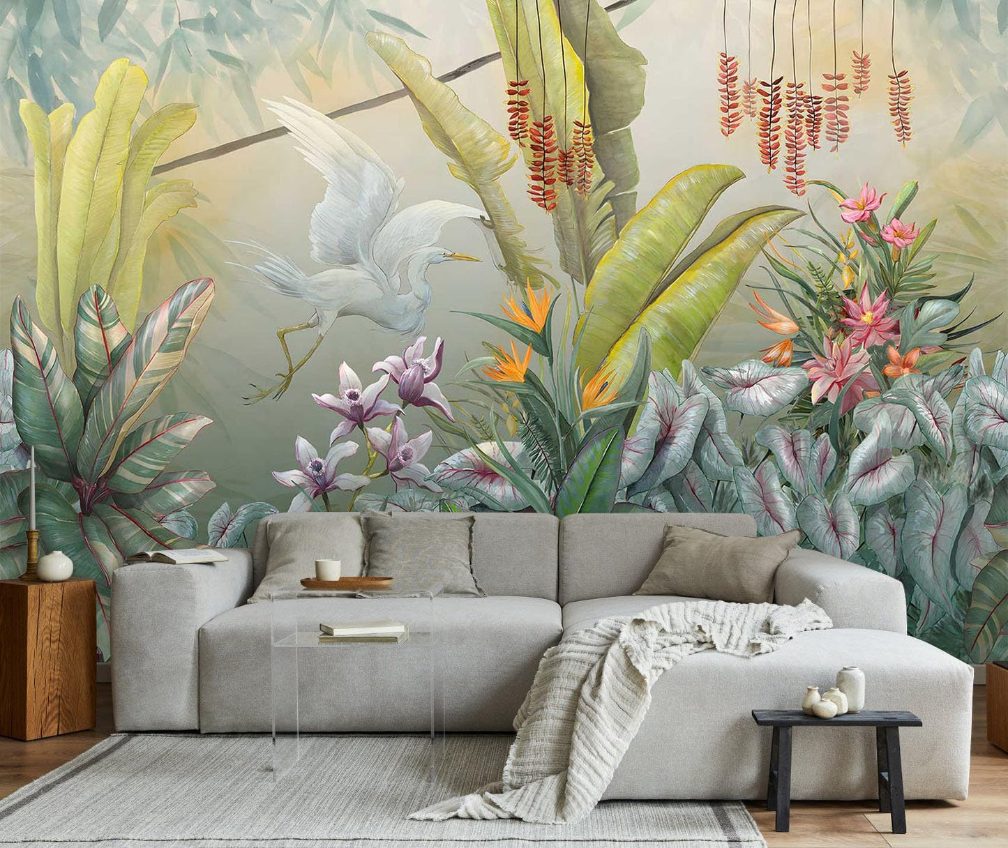 Hazy Forest Wall Mural, Abstract Nature Landscape Wallpaper, Background Wall Decoration Patterns(Non-self-Adhesive)