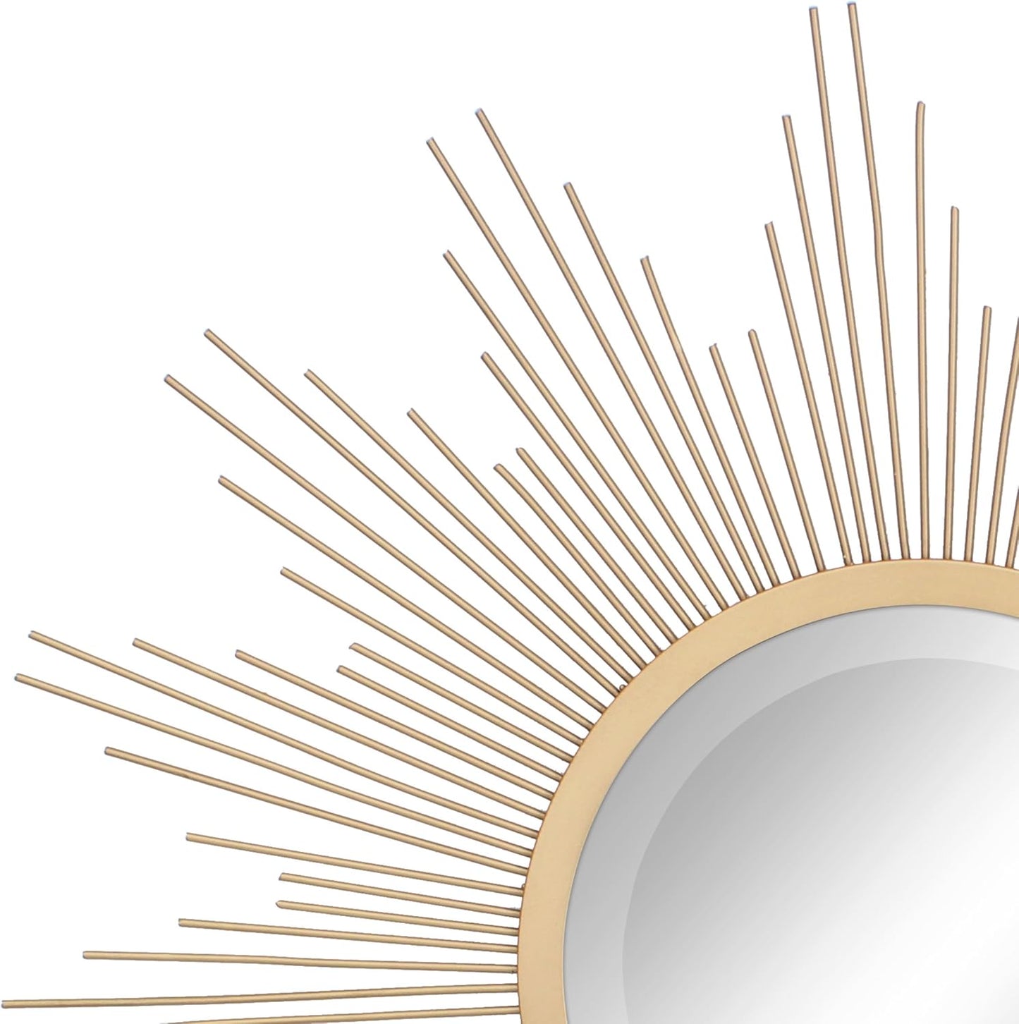 Stonebriar Round 23" Antique Gold Metal Starburst Hanging Wall Mirror with Attached Mounting Bracket, Decorative Decor for the Living Room, Bedroom, Bathroom, Hallway, and Entryway